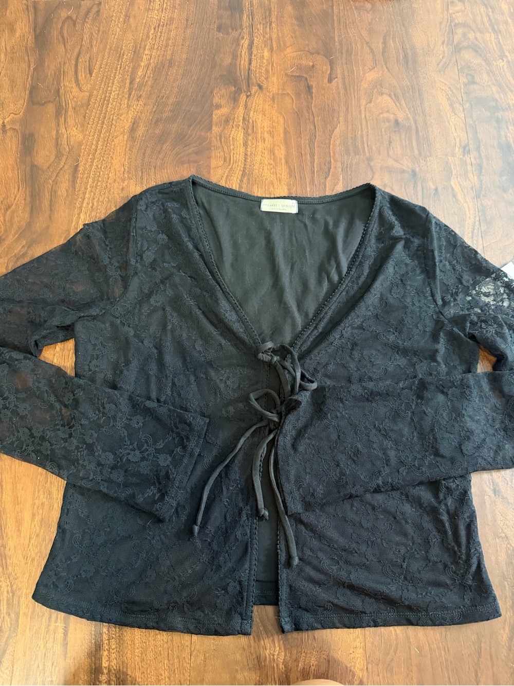 3/$30 ☀️ Frankee & Skylarr Black Long Sleeve Lace Front Tie Up Top Whimsigoth